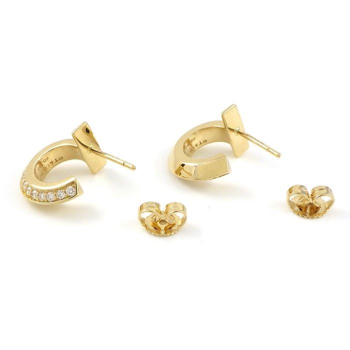 Tiffany & Co. T One Hoop Earrings with Diamonds in 18K Yellow Gold