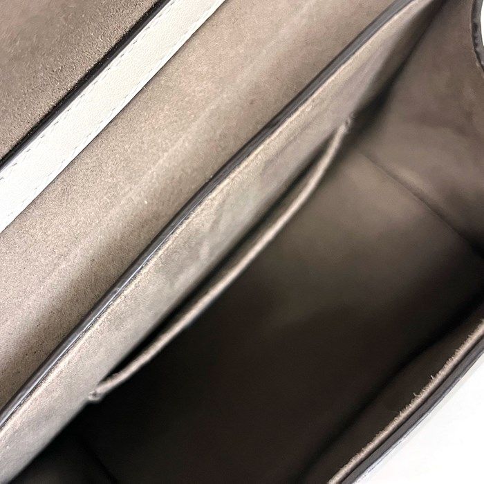 Fendi Can Eye Mini Chain Shoulder Bag in Grey Calf Leather