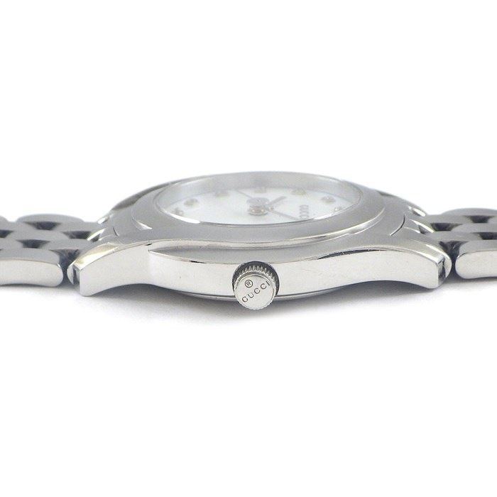 GUCCI 5500L Quartz Watch with Diamond Index and White Shell Dial