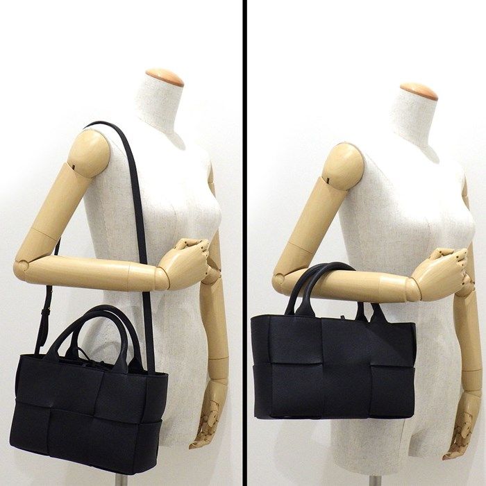 Bottega Veneta Mini Arco Tote in Black Lambskin with Gold Hardware