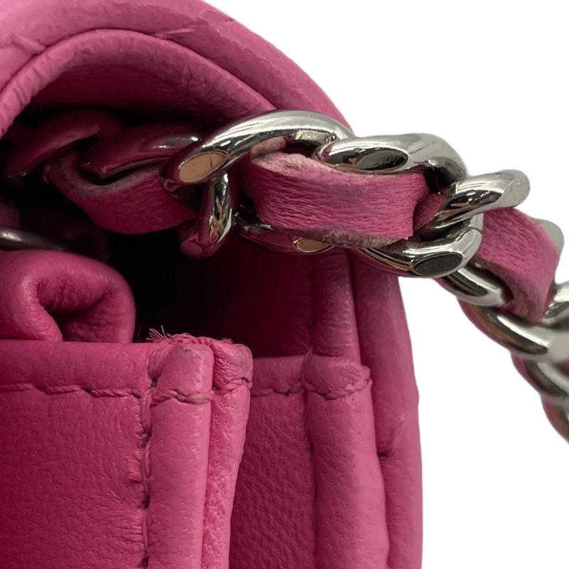 CHANEL Chain Wallet A33814 Pink Lambskin Shoulder Bag