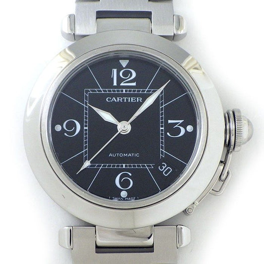Cartier Pasha C W31076M7 Automatic Watch - Black Dial, Stainless Steel