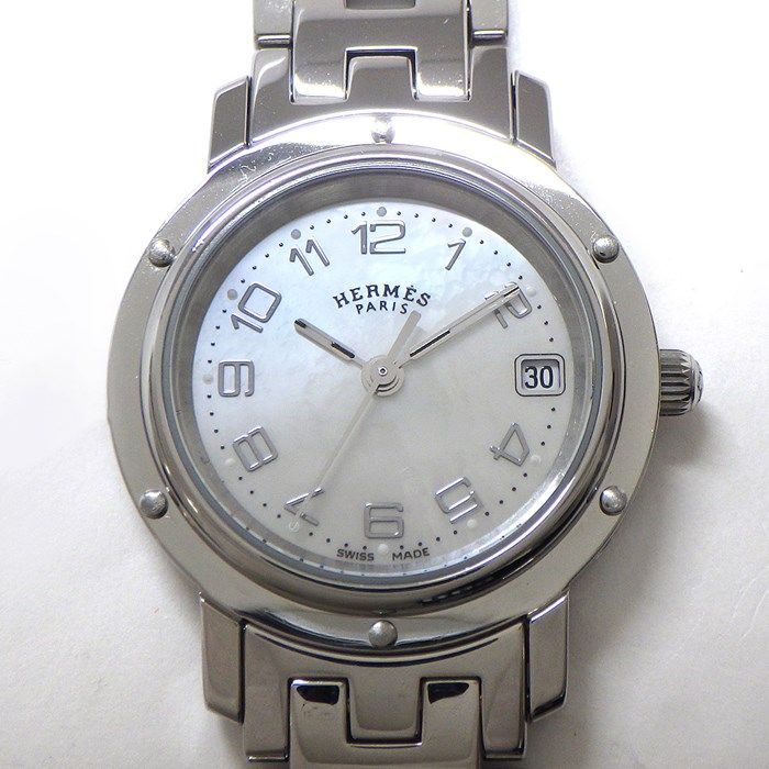 HERMES Clipper CL4.210 Quartz Watch with White Shell Dial