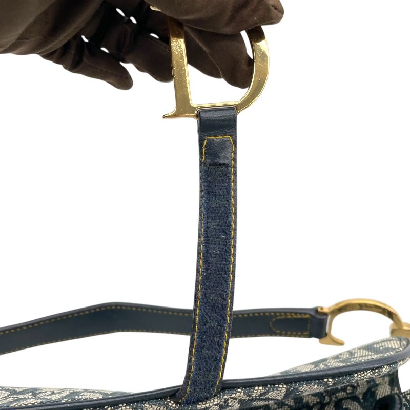 Christian Dior Saddle Bag in Navy Canvas - Timeless Elegance