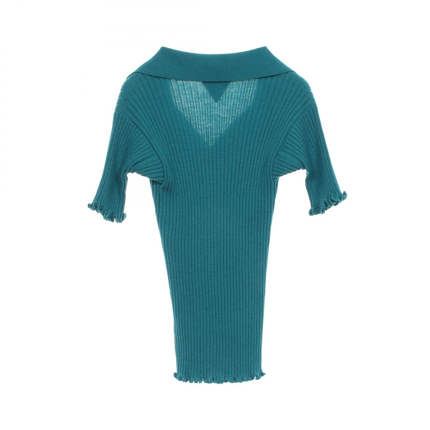 Bottega Veneta Rib Knit Polo Shirt in Green Wool - Size S