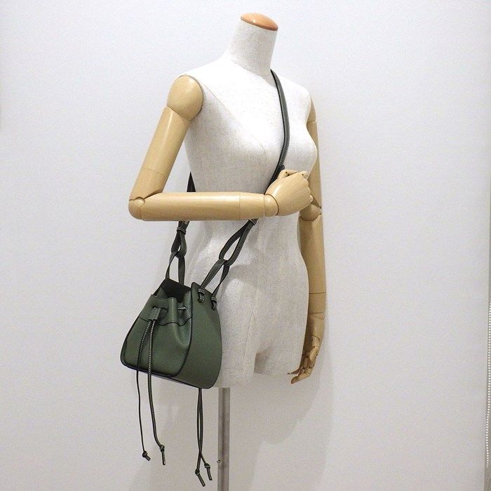 LOEWE Hammock Mini Drawstring Handbag in Avocado Green