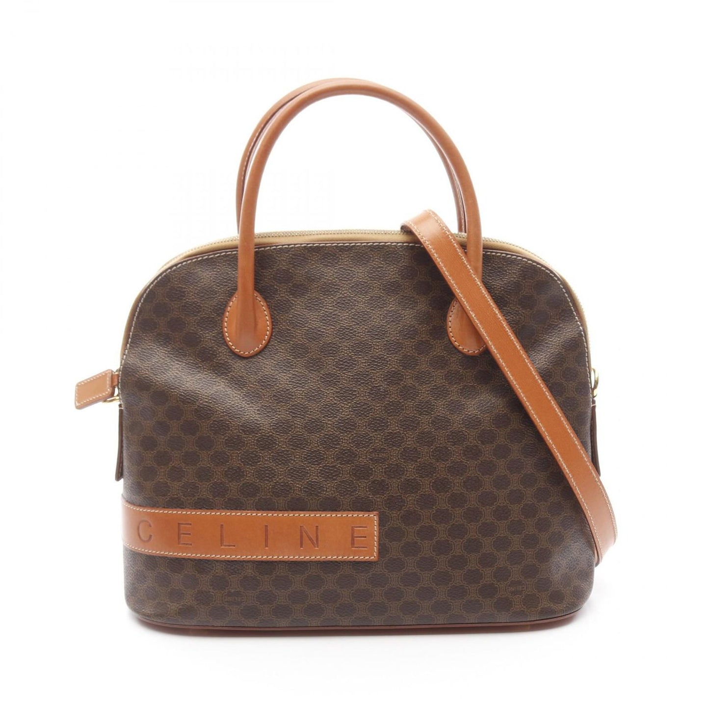 CELINE Macadam Handbag in Dark Brown PVC Coated Canvas