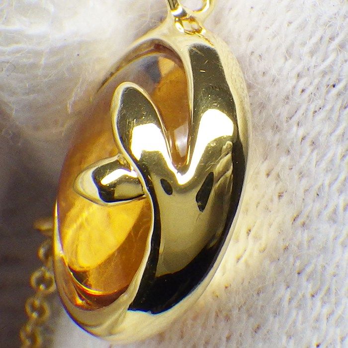 Tiffany & Co. Olive Leaf Necklace with Cabochon Citrine in K18YG