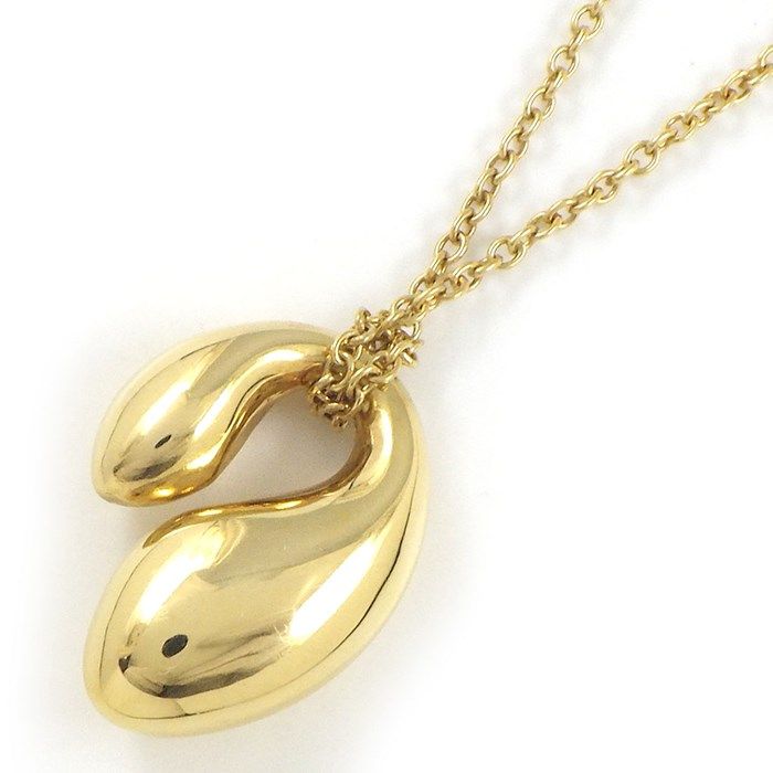 Tiffany & Co. Double Tear Drop Necklace in K18 Yellow Gold