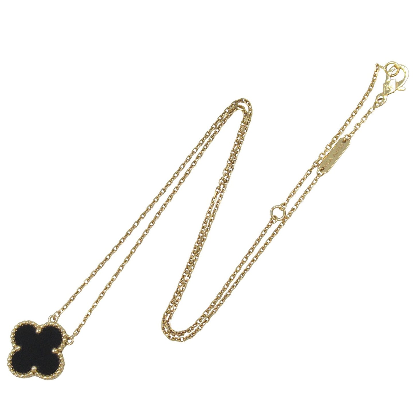 Van Cleef & Arpels Vintage Alhambra Onyx Necklace in 18K Yellow Gold