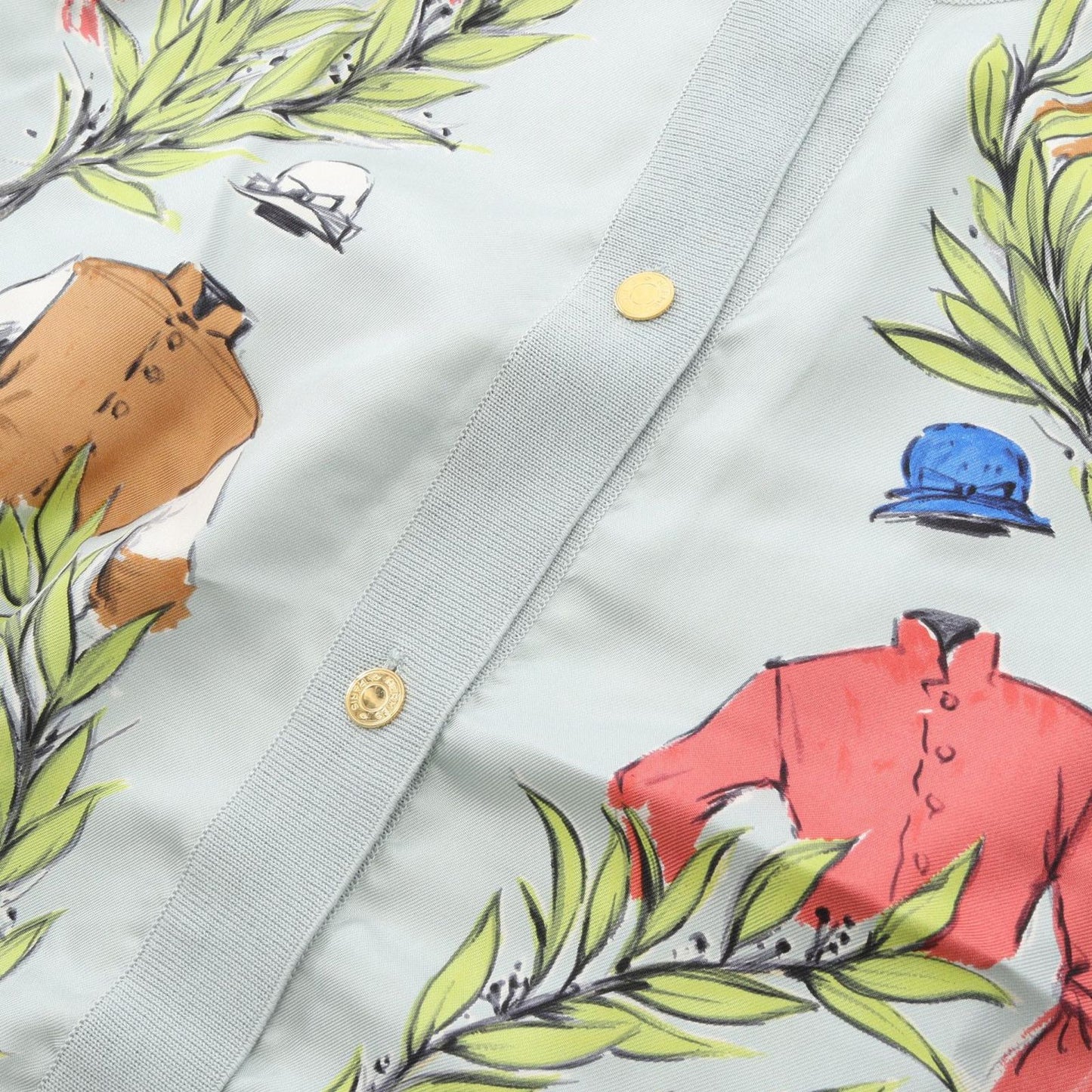 HERMES Silk Cotton Cardigan with Serre Button - Exquisite Blue