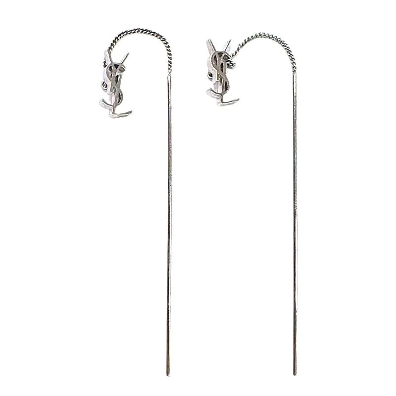SAINT LAURENT Silver Logo Earrings - Exquisite Craftsmanship