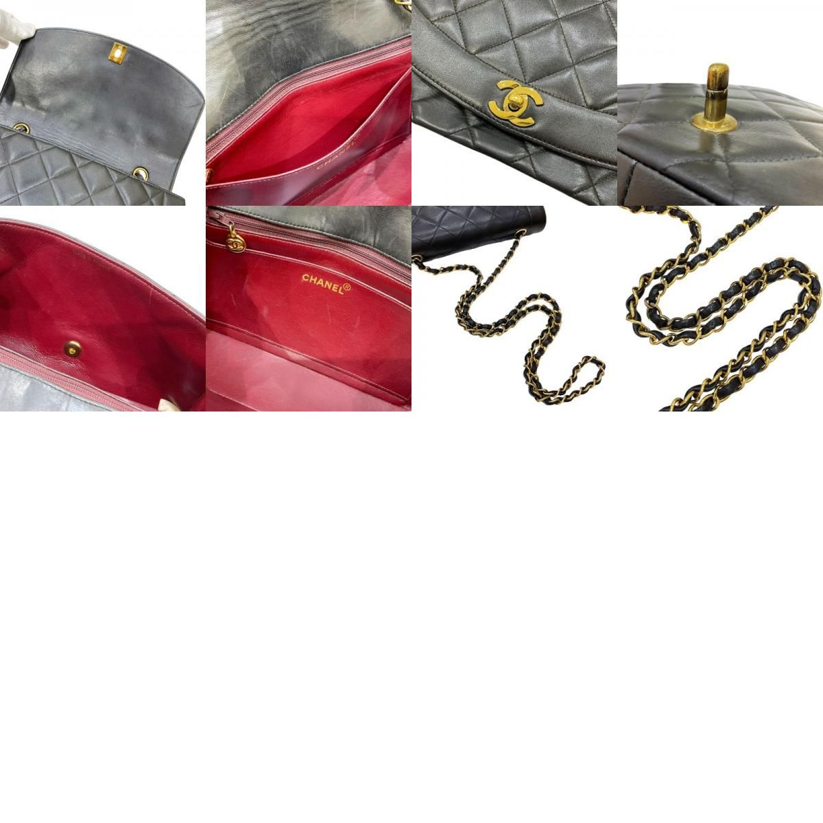 CHANEL Diana 25 Chain Shoulder Bag in Black Lambskin