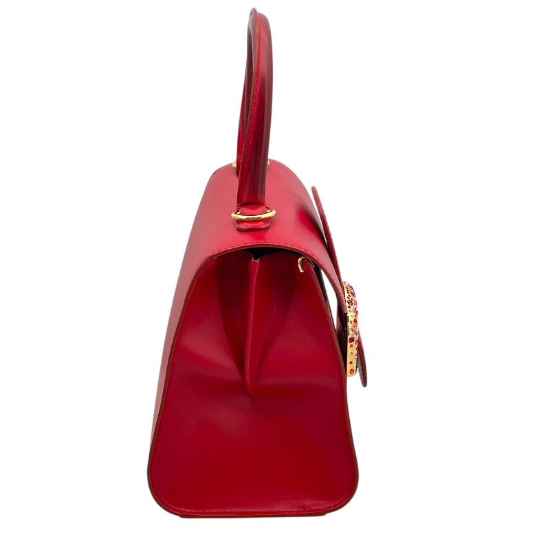 DELVAUX Brillant Mini Red Handbag with Rhinestones & Leather