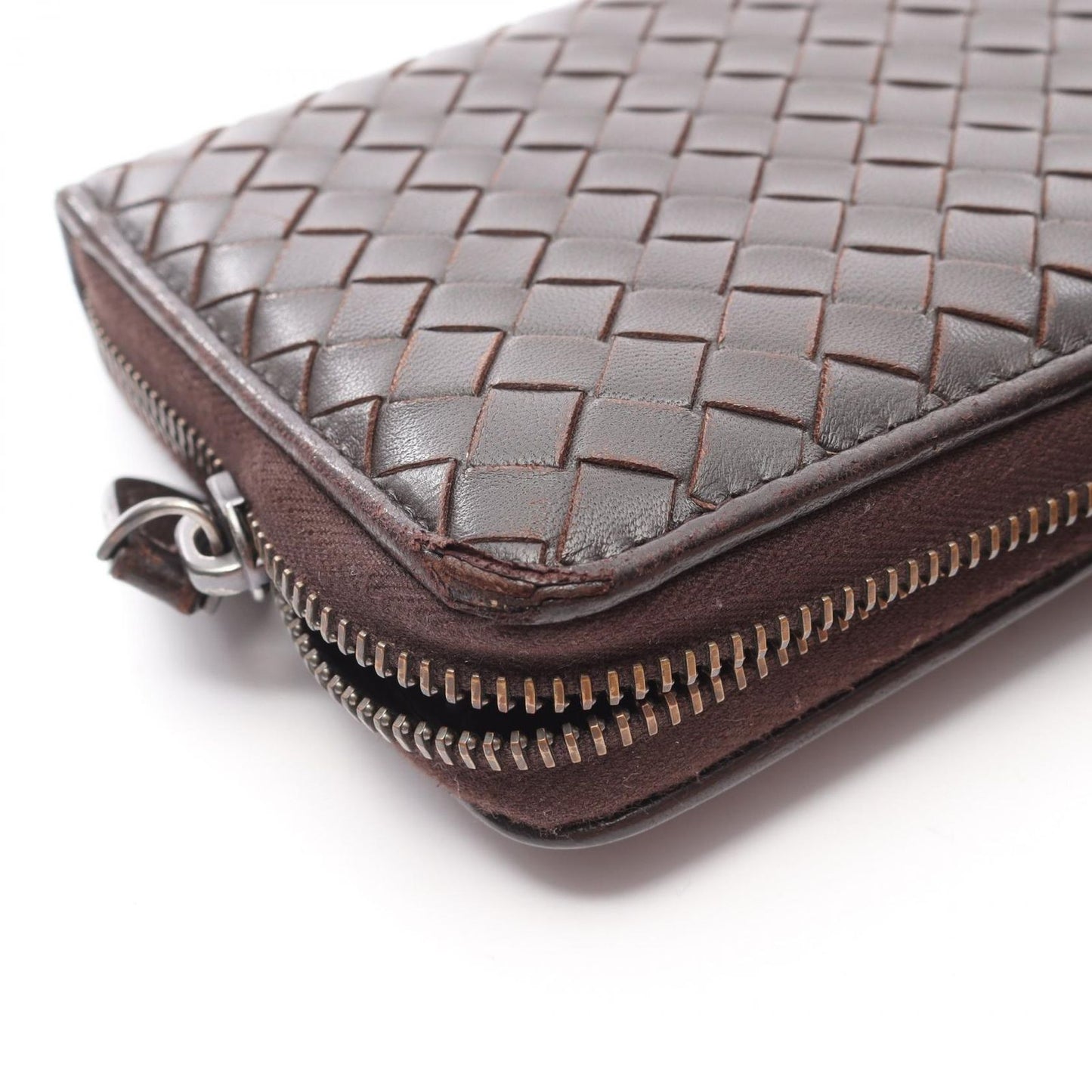 BOTTEGA VENETA Intrecciato Round Long Wallet in Dark Brown Leather
