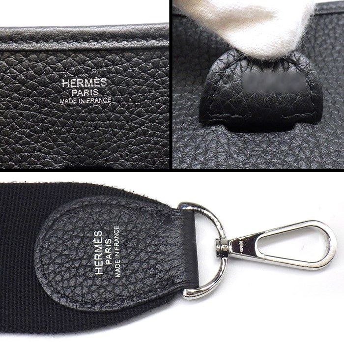 HERMES Evelyne III PM Black Togo Leather Shoulder Bag 2022