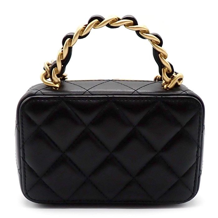 Chanel Matelassé Vanity Shoulder Bag in Black Lambskin