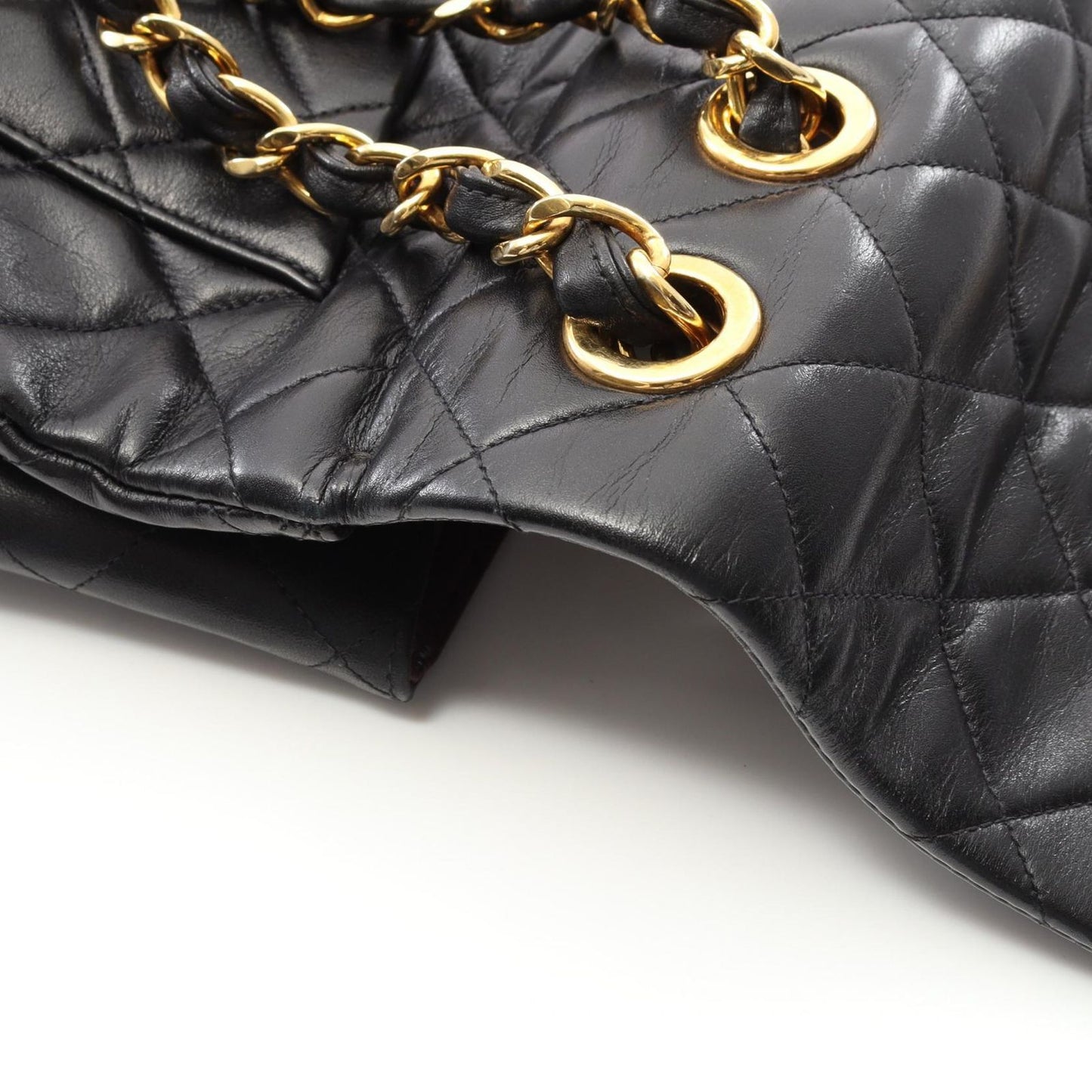 CHANEL De Camellia 34 Shoulder Bag in Black Lambskin