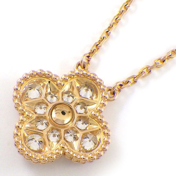Van Cleef & Arpels Vintage Alhambra Necklace with Diamonds in K18 Pink Gold