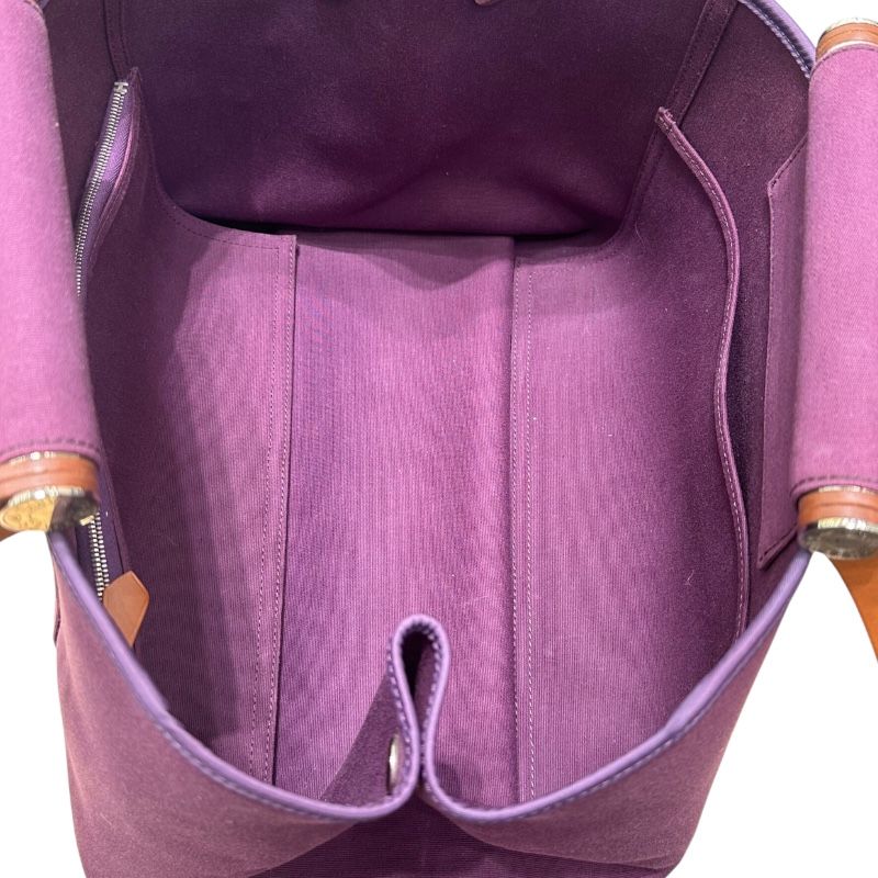 HERMES Cabag Elan PM Purple Canvas Handbag - Timeless Elegance