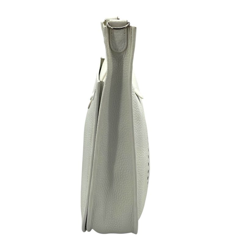 HERMES Evelyne II GM White Togo Leather Shoulder Bag with Silver Hardware