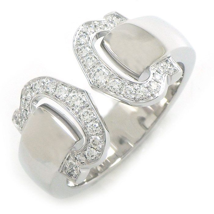 Cartier C2 2C Diamond Ring in 18K White Gold - Size 10