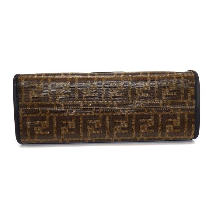 Fendi Runaway Shopper Small Zucca Handbag in Mogano & Panna