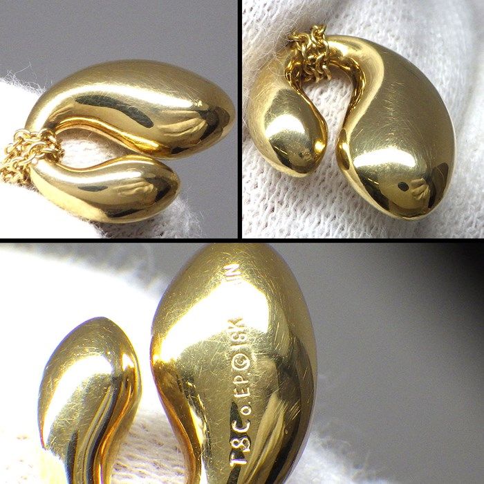 Tiffany & Co. Double Tear Drop Necklace in K18 Yellow Gold