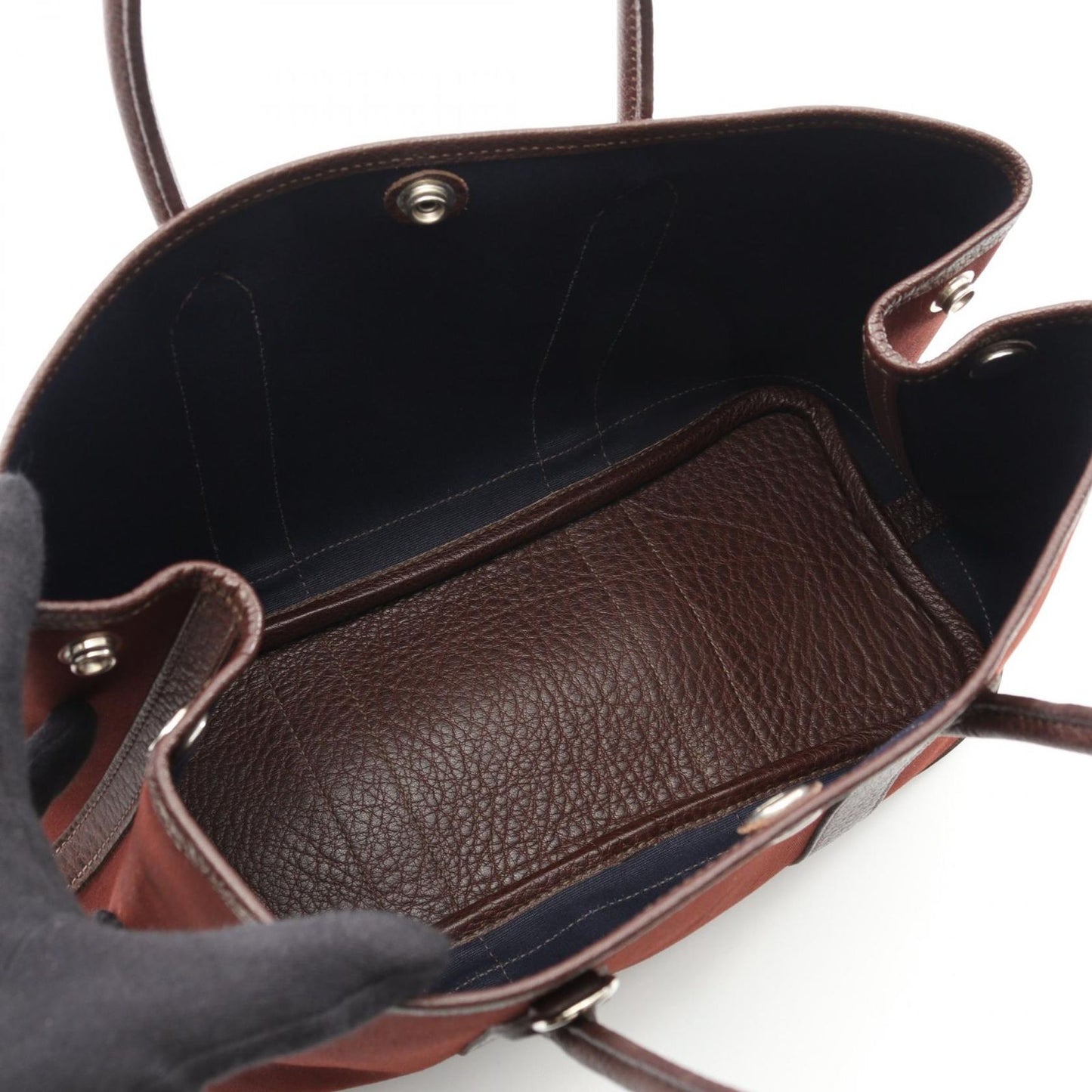 HERMES Garden Party TPM Tote Bag in Rouge Ash/Blue Indigo