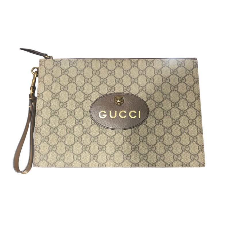 GUCCI Neo Vintage GG Supreme Clutch Bag - Brown