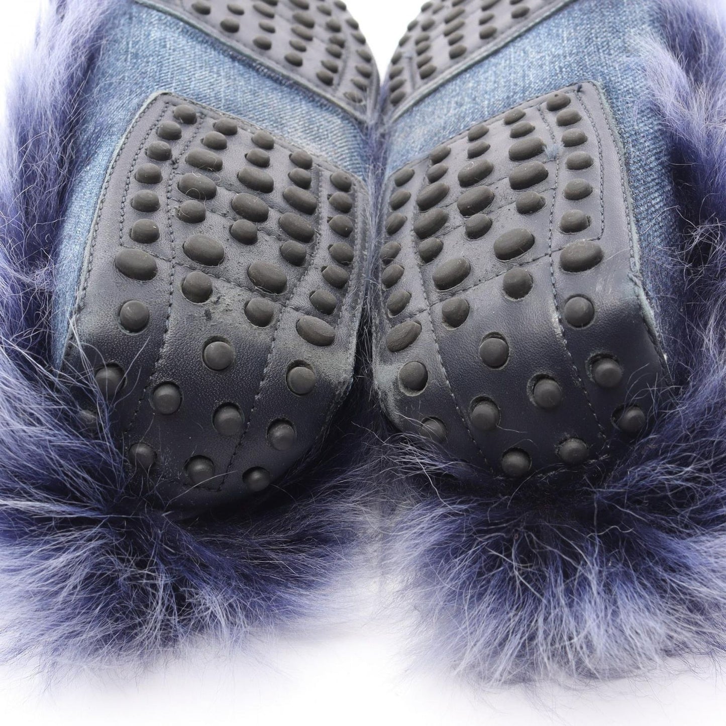 TOD'S Double T Driving Shoes in Indigo Blue Denim - Size 39