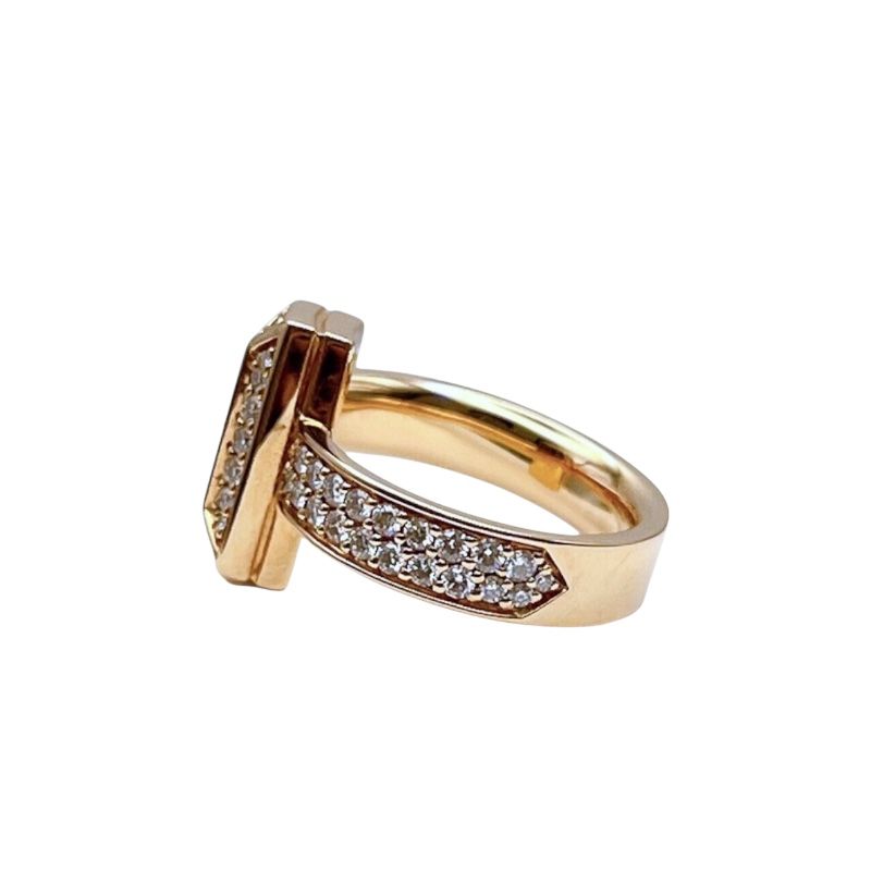 Tiffany & Co. T One Wide Ring in K18 Pink Gold - Exquisite Elegance