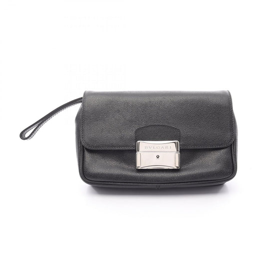 BVLGARI Black Leather Clutch Bag - Timeless Elegance