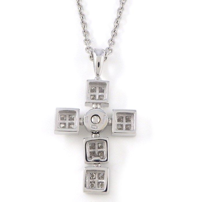 BVLGARI Lucia Latin Cross Diamond Necklace in K18 White Gold