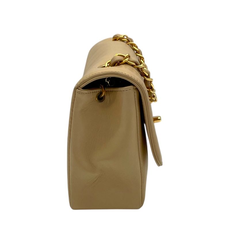 CHANEL Mademoiselle Chain Shoulder Bag in Beige with Gold Hardware