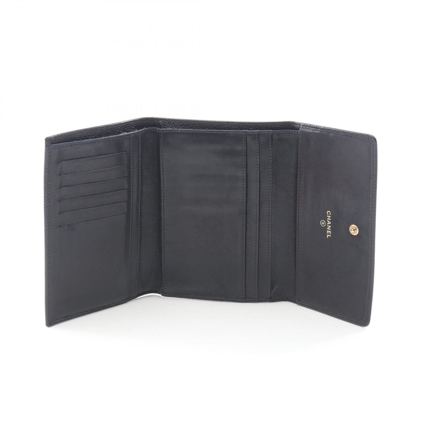 CHANEL Coco Mark Black Leather Tri-Fold Wallet - Exquisite Craftsmanship