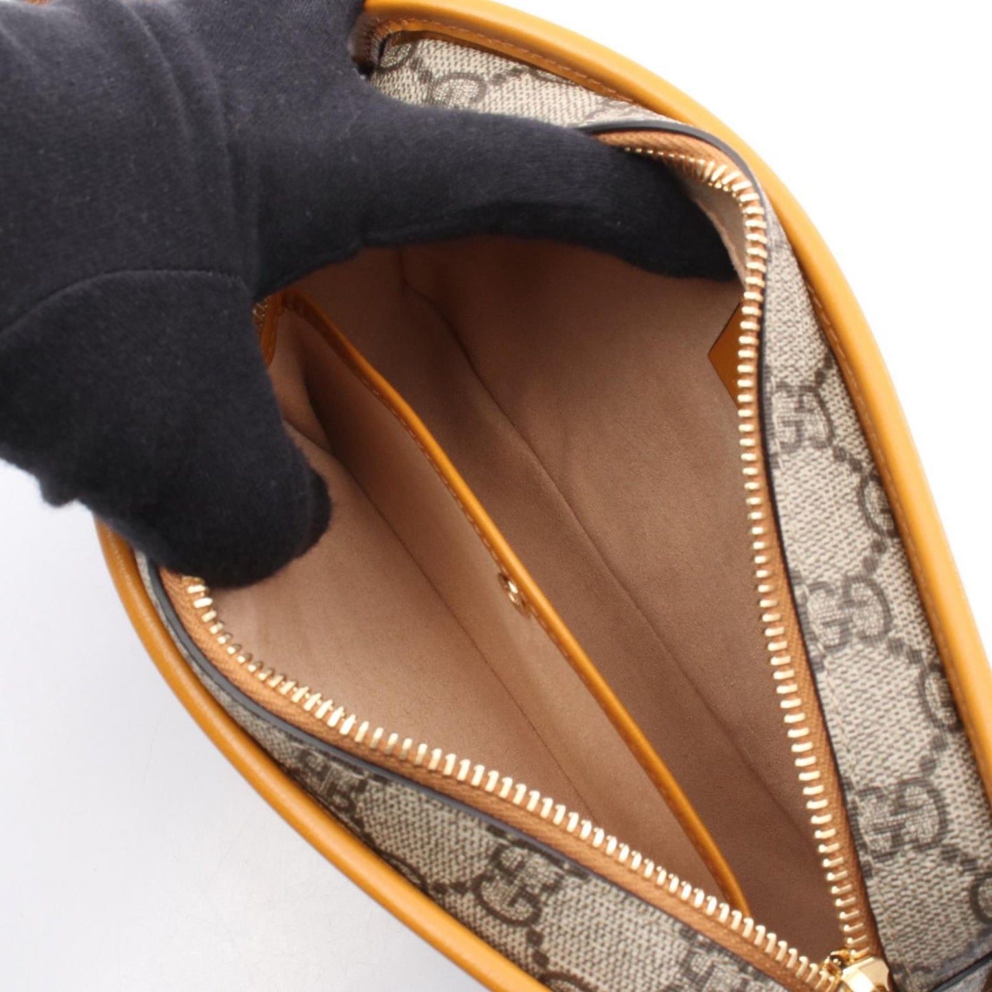 GUCCI GG Supreme Clutch Bag - Beige/Mustard PVC Canvas