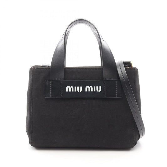 Miu Miu CANAPA Tote Bag - Black Canvas & Leather, 2-Way Handbag