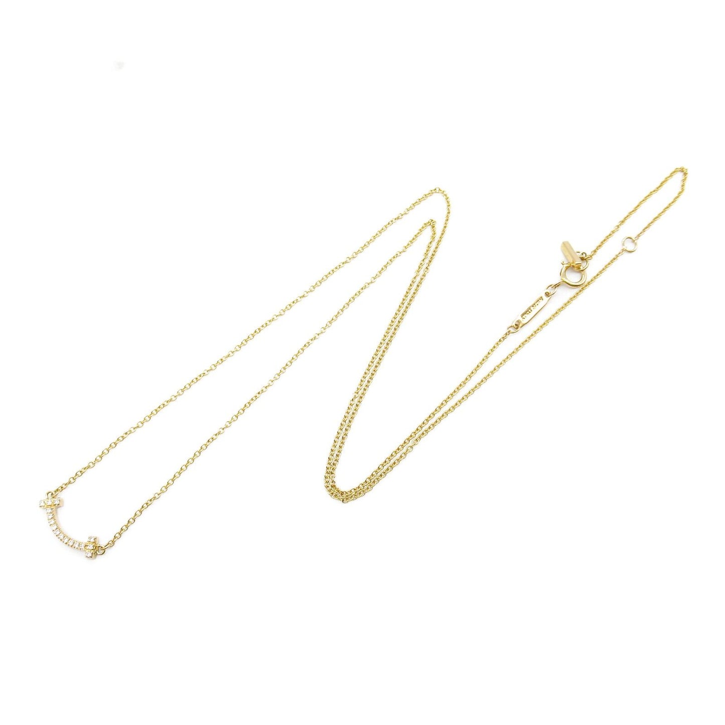 TIFFANY & CO T Smile Mini Diamond Necklace in 18K Yellow Gold