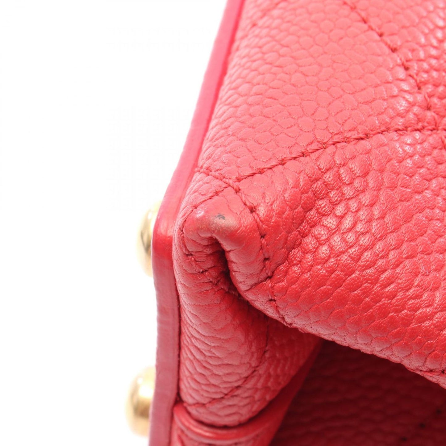 CHANEL Matelassé Top Handle Shoulder Bag in Red Caviar Leather
