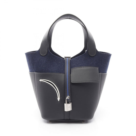 HERMES Picotin Lock PM Handbag in Navy Blue Goatskin - Unused