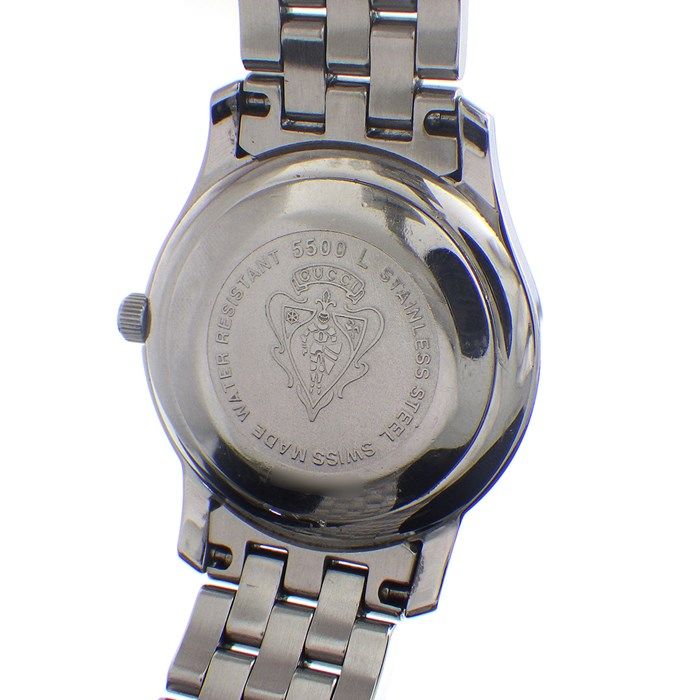 GUCCI 5500L Quartz Watch with Diamond Index and White Shell Dial