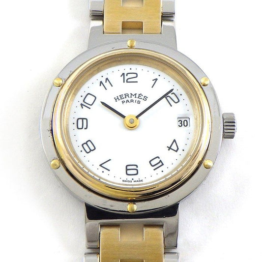 HERMES Clipper Date White Dial Quartz Watch - Exquisite Craftsmanship