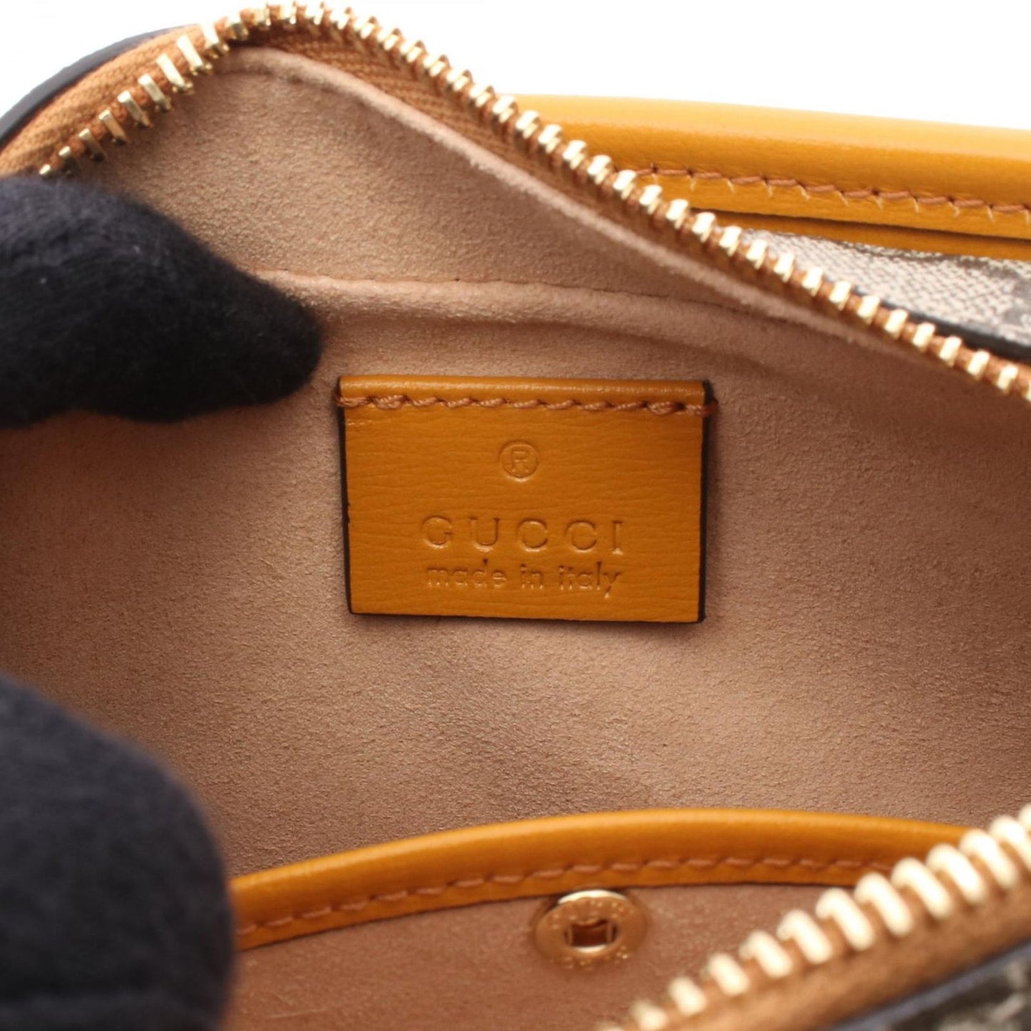 GUCCI GG Supreme Clutch Bag - Beige/Mustard PVC Canvas