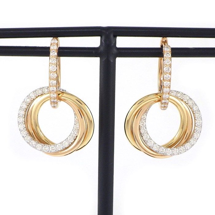 Cartier Trinity Earrings with Diamonds in Three Colors