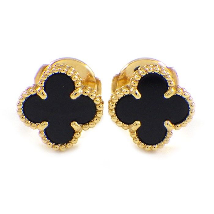 Van Cleef & Arpels Sweet Alhambra Onyx Earrings in 18K Yellow Gold