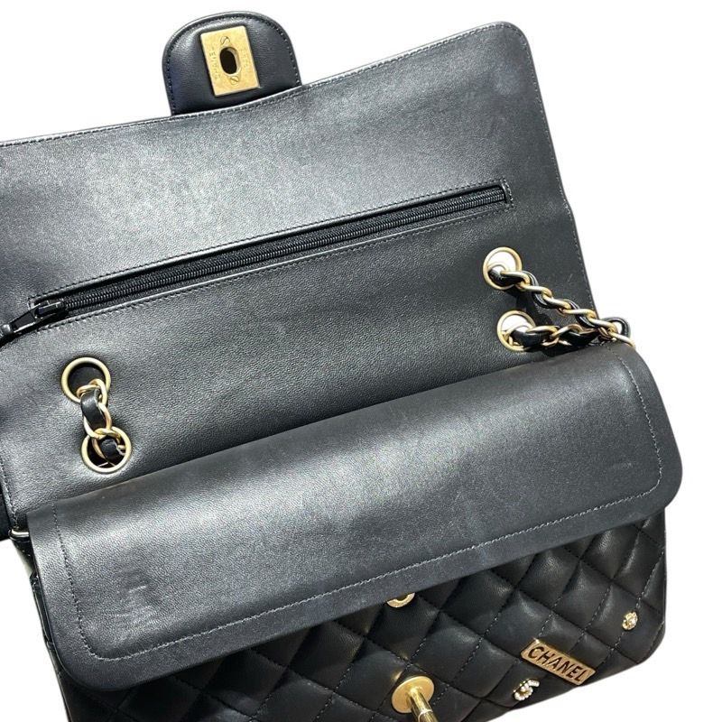 CHANEL Matelassé 25 Cambon Black Lambskin Shoulder Bag