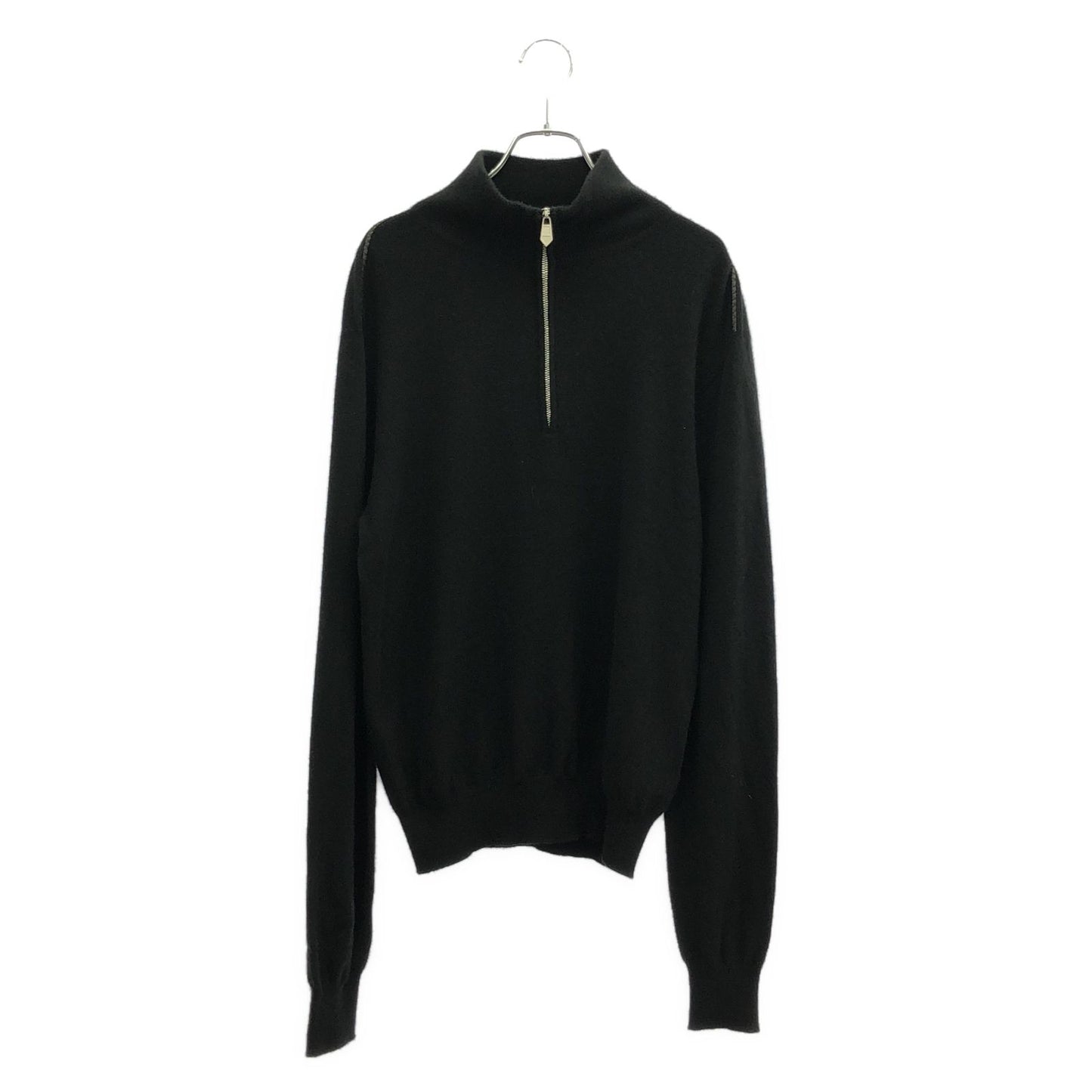 HERMES Black Cashmere Half-Zip Knit Sweater - Size S