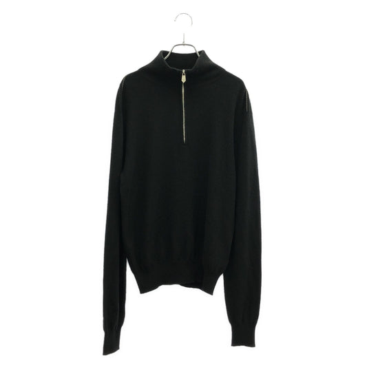 HERMES Black Cashmere Half-Zip Knit Sweater - Size S
