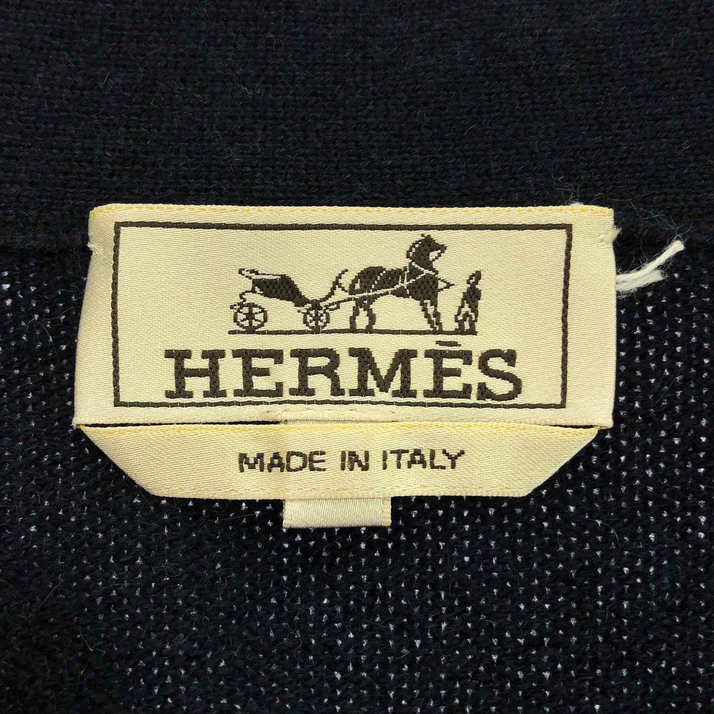 HERMES Navy Multi-Color Cashmere V-Neck Cardigan - Size S
